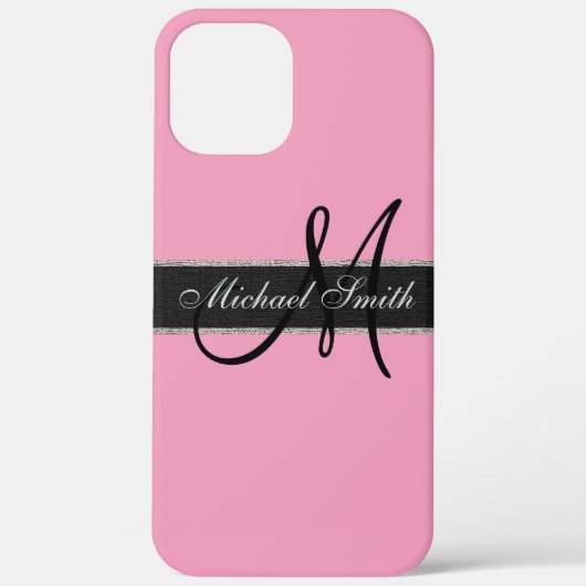 Monogramm Amaranth rosa Hintergrund Case-Mate iPhone Hülle (Rückseite)