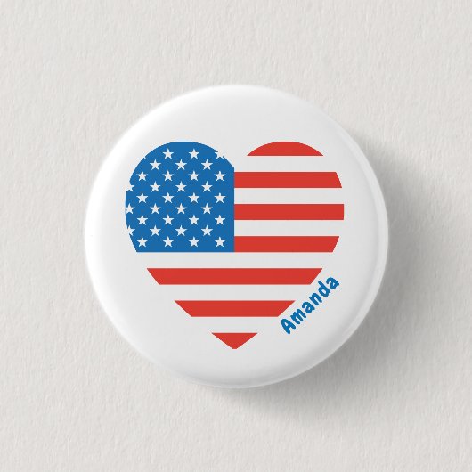 Monogramm Amerikanische USA-Flagge 4. Juli Persona Button (Vorderseite)