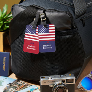 Monogramm Amerikanische USA-Flagge 4. Juli Persona Gepäckanhänger