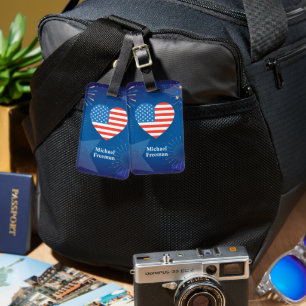 Monogramm Amerikanische USA-Flagge 4. Juli Persona Gepäckanhänger