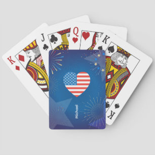 Monogramm Amerikanische USA-Flagge 4. Juli Persona Spielkarten