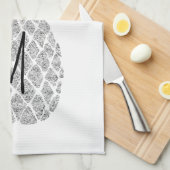 Monogramm-Ananas aus Silber-Glitzer Geschirrtuch (Viertel Falte)