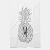 Monogramm-Ananas aus Silber-Glitzer Geschirrtuch (Vertikal)