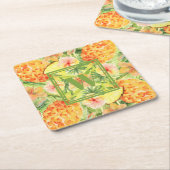 Monogramm Ananas-Blume Rechteckiger Pappuntersetzer (angewinkelt)