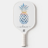 Monogramm Ananas Tropischer Strand Custom Pickleball Schläger (Rückseite)