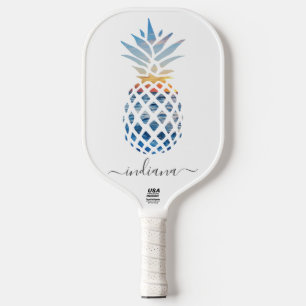 Monogramm Ananas Tropischer Strand Custom Pickleball Schläger