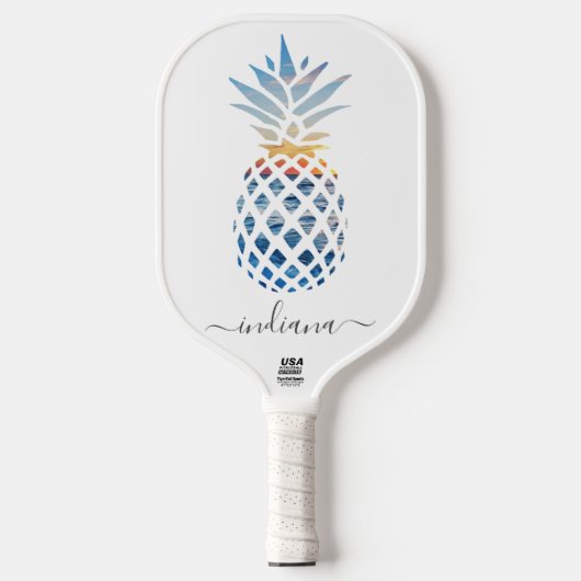 Monogramm Ananas Tropischer Strand Custom Pickleball Schläger (Vorderseite)