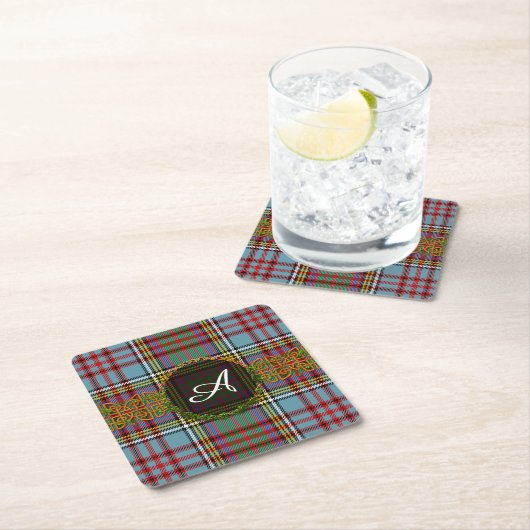 Monogramm-AndersonTartan Rechteckiger Pappuntersetzer (Vor Ort)