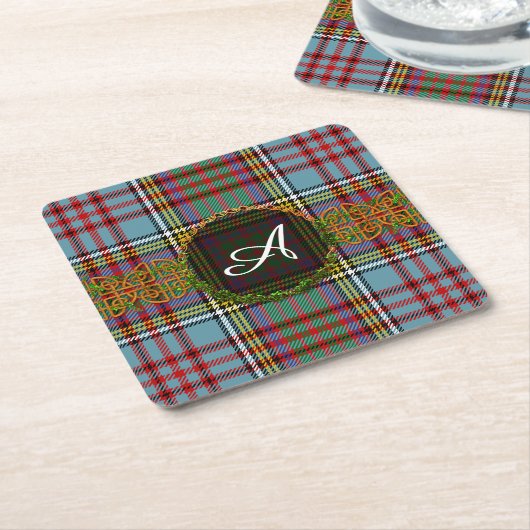 Monogramm-AndersonTartan Rechteckiger Pappuntersetzer (angewinkelt)