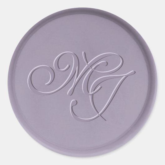 Monogramm Anfänger-Lavendel-Wachs-Siegel-Aufkleber Runder Aufkleber (Vorderseite)