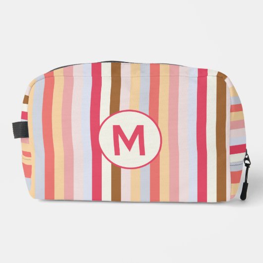 Monogramm Anfänger, moderner Nudelkandy Streifen Waschbeutel (Vorderseite)
