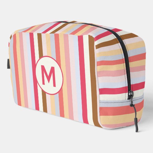 Monogramm Anfänger, moderner Nudelkandy Streifen Waschbeutel (Rechte Ecke)