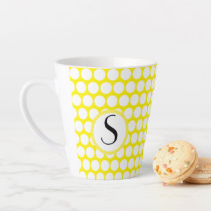 Monogramm anfänglich hellgelbe weiße Polka-Punkt Milchtasse