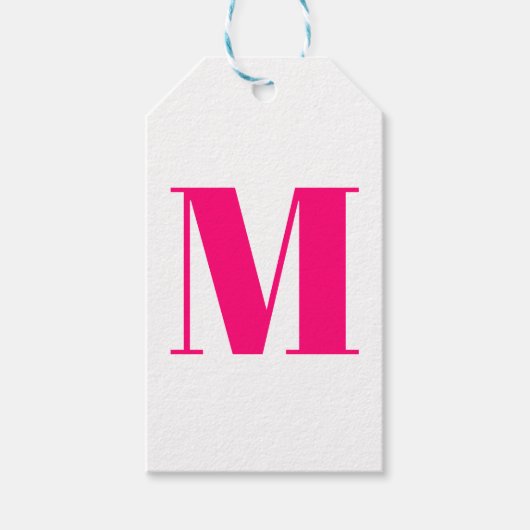 Monogramm, anfänglich pink fuchsia weiß geschenkanhänger (Vorderseite)