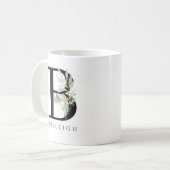 Monogramm anfängliche Aquarellgrün Kaffeetasse (Vorderseite Links)