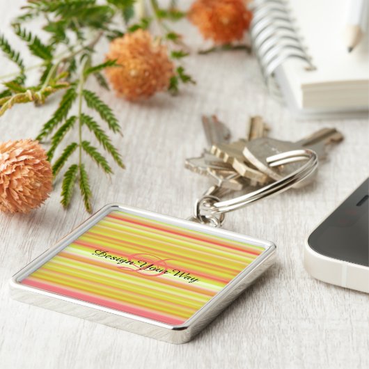 Monogramm anfängliche Rainbow-Streifen modern Schlüsselanhänger (Seite)