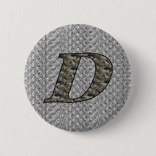 Monogramm anfänglicher D-Hydrangea-Blumenknopf Button