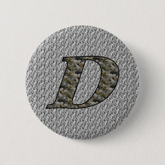 Monogramm anfänglicher D-Hydrangea-Blumenknopf Button (Vorderseite)