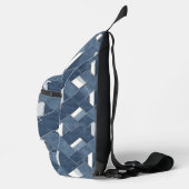 Monogramm anfänglicher Denim Blue Printed Lattice  Crossbody Bag (Rechts)