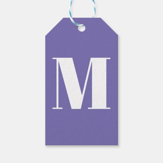 Monogramm anfänglicher periwinkle weiß anpassen geschenkanhänger (Vorderseite)