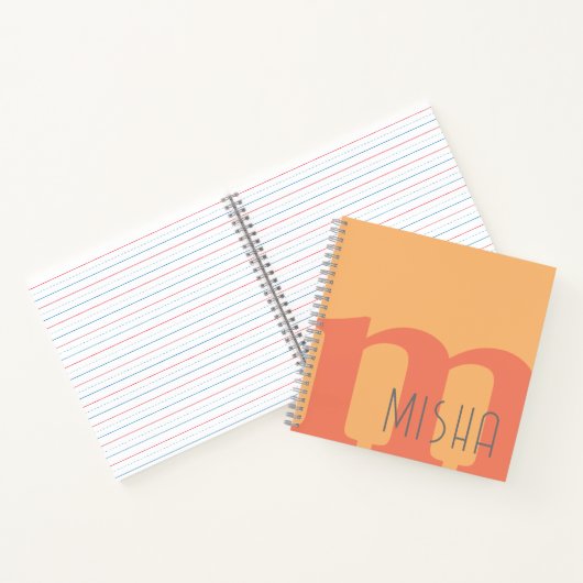 Monogramm anfänglicher pfirsichrosa grauer individ notizblock (Innenseite)