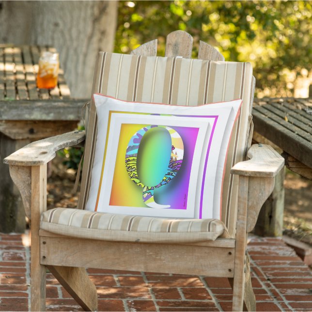 Monogramm anfänglicher Q-Regenbogen Kissen (Stuhl )