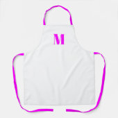 Monogramm anfängliches Magenta pink weiß anpassen Schürze (Vorderseite)
