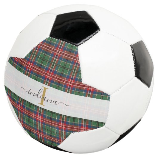 Monogramm Anfangs Buchstabe Tartan Kariert Schrift Fußball (Dreiviertel)