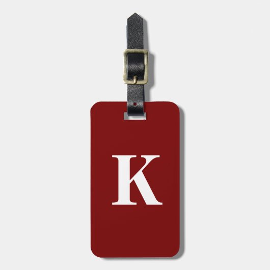 Monogramm Anfangs Burgunderrot Marine Geschenk Gef Gepäckanhänger (Vorderseite vertikal)