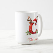 Monogramm Anfangs c Schneeflocken frohe Weihnachte Kaffeetasse (VorderseiteRechts)