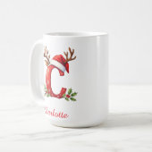 Monogramm Anfangs c Schneeflocken frohe Weihnachte Kaffeetasse (Vorderseite Links)