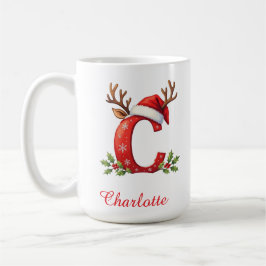 Monogramm Anfangs c Schneeflocken frohe Weihnachte Kaffeetasse