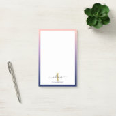 Monogramm Anfangs Elegantes Skript Lila Ombre Post-it Klebezettel (Büro)