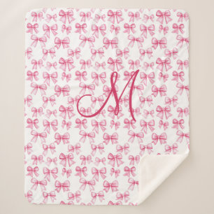 Monogramm Anfangs Rosa Schleife Coquette Ästhetik Sherpadecke