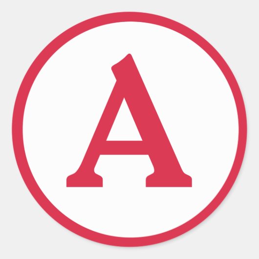 Monogramm Anfangs Roter Kreis Aufkleber (Vorderseite)