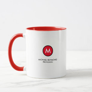 Monogramm (Anfangsbezeichnung + Beruf) rot Tasse