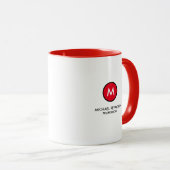 Monogramm (Anfangsbezeichnung + Beruf) rot Tasse (VorderseiteRechts)