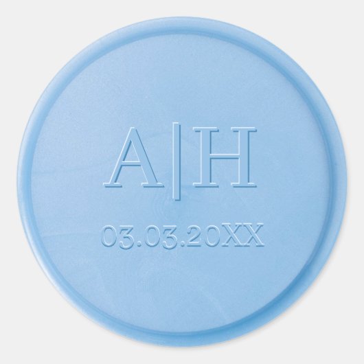 Monogramm Anfangsblatt Blue Wax Siegel Aufkleber (Vorderseite)