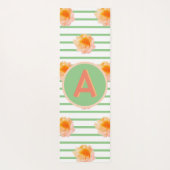 Monogramm Anfangsblatt Floral Streifen Grüner weiß Yogamatte (Rückseite)