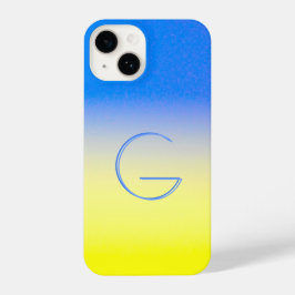 Monogramm Anfangsblau und Gelb Ukraine Inspiriert iPhone 14 Hülle