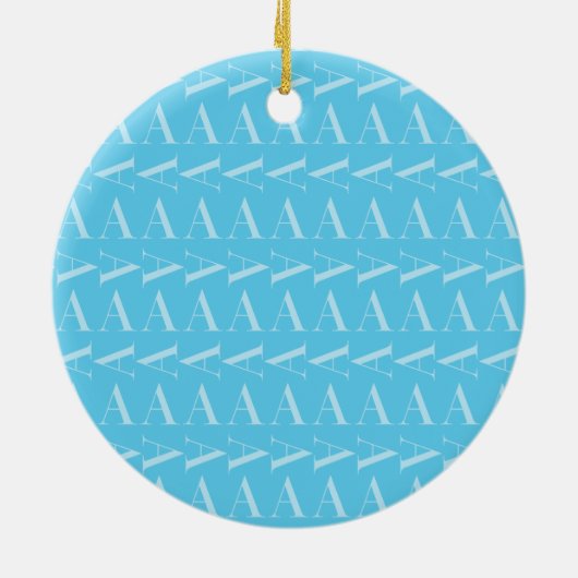 Monogramm Anfangsbuchstabe A, Aqua Blue Keramik Ornament (Hinten)