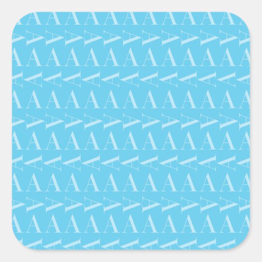 Monogramm Anfangsbuchstabe A, Aqua Blue Quadratischer Aufkleber (Vorderseite)