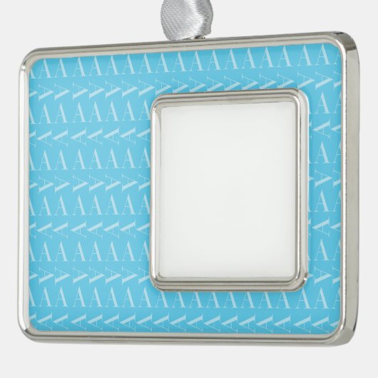 Monogramm Anfangsbuchstabe A, Aqua Blue Rahmen-Ornament Silber (Links)