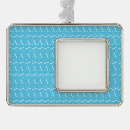 Monogramm Anfangsbuchstabe A, Aqua Blue Rahmen-Ornament Silber (Vorderseite)