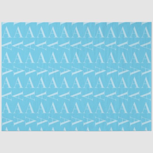 Monogramm Anfangsbuchstabe A, Aqua Blue Seidenpapier (Vorderseite)