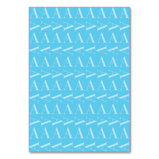 Monogramm Anfangsbuchstabe A, Aqua Blue Tischnummer (Rückseite)