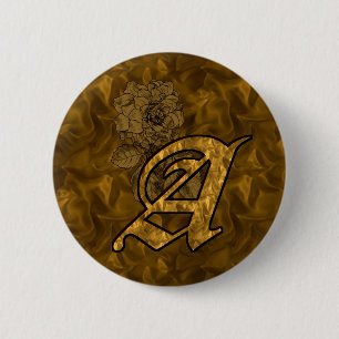 Monogramm Anfangsbuchstabe A Elegante Gold-Pfingst Button