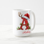 Monogramm Anfangsbuchstabe A Frohe Weihnachten Kaffeetasse (VorderseiteRechts)