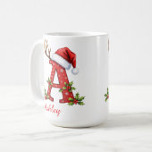 Monogramm Anfangsbuchstabe A Frohe Weihnachten Kaffeetasse (Vorderseite Links)