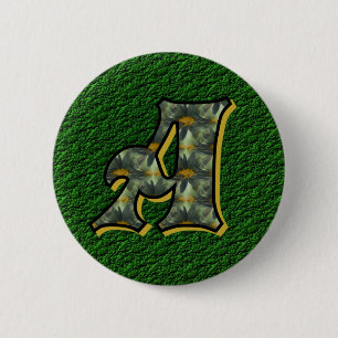 Monogramm Anfangsbuchstabe A Gänseblümchen Blumen  Button